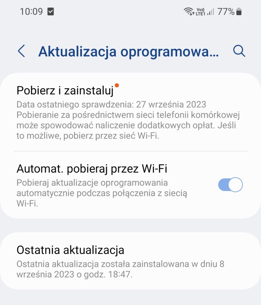 Wydajność telefonu Samsung