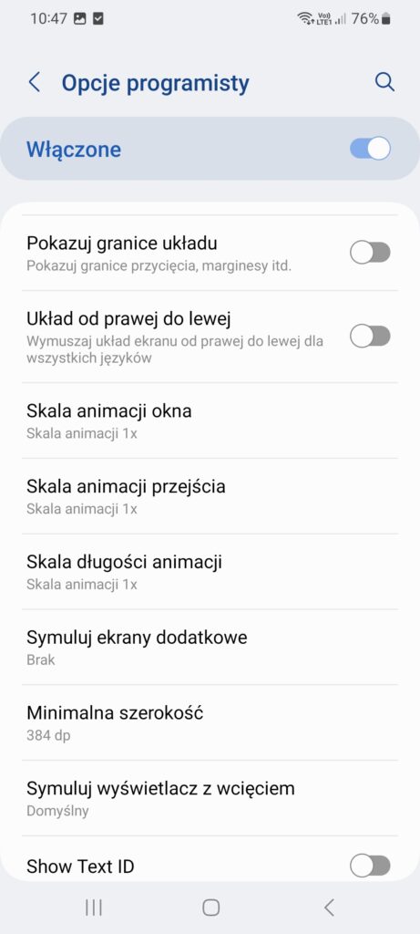 Wydajność telefonu Samsung